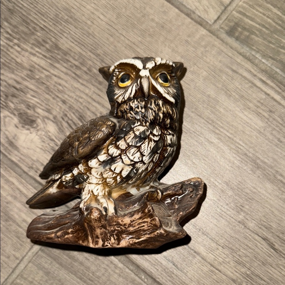 Decorative Brown and Cream Owl Figurine